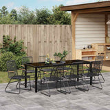 Set da Pranzo per Giardino 9 pcs Nero