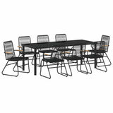 Set da Pranzo per Giardino 9 pcs Nero