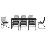 Set da Pranzo per Giardino 9 pcs Nero