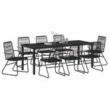 Set da Pranzo per Giardino 9 pcs Nero