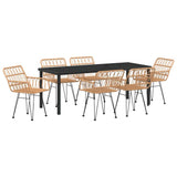 Set da Pranzo per Giardino 7 pcs Marrone
