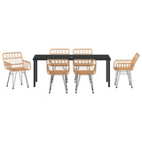 Set da Pranzo per Giardino 7 pcs Marrone