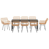 Set da Pranzo per Giardino 9 pcs Marrone