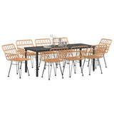 Set da Pranzo per Giardino 9 pcs Marrone