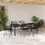 Set da Pranzo per Giardino 7 pcs Nero
