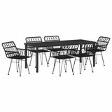 Set da Pranzo per Giardino 7 pcs Nero