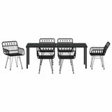Set da Pranzo per Giardino 7 pcs Nero