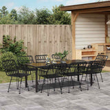 Set da Pranzo per Giardino 9 pcs Nero