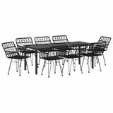Set da Pranzo per Giardino 9 pcs Nero