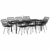 Set da Pranzo per Giardino 9 pcs Nero