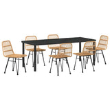 Set da Pranzo per Giardino 7 pcs Marrone