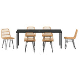 Set da Pranzo per Giardino 7 pcs Marrone
