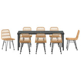 Set da Pranzo per Giardino 9 pcs Marrone