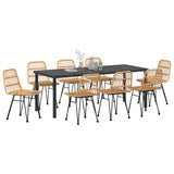 Set da Pranzo per Giardino 9 pcs Marrone