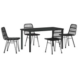 Set da Pranzo per Giardino 5 pcs Nero