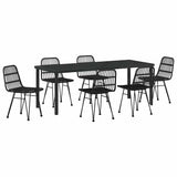 Set da Pranzo per Giardino 7 pcs Nero