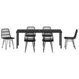 Set da Pranzo per Giardino 7 pcs Nero