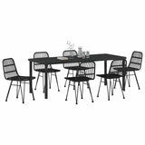 Set da Pranzo per Giardino 7 pcs Nero