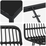 Set da Pranzo per Giardino 9 pcs Nero