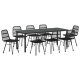 Set da Pranzo per Giardino 9 pcs Nero