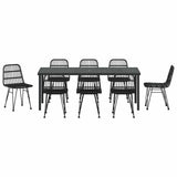 Set da Pranzo per Giardino 9 pcs Nero