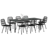 Set da Pranzo per Giardino 9 pcs Nero