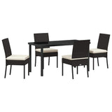 Set da Pranzo per Giardino 5 pcs Nero