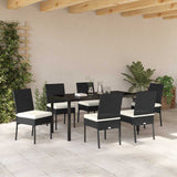 Set da Pranzo per Giardino 7 pcs Nero