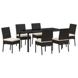 Set da Pranzo per Giardino 7 pcs Nero