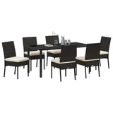 Set da Pranzo per Giardino 7 pcs Nero