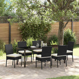 Set da Pranzo per Giardino 7 pcs Nero