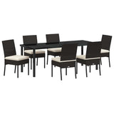 Set da Pranzo per Giardino 7 pcs Nero