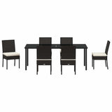 Set da Pranzo per Giardino 7 pcs Nero