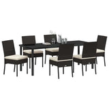 Set da Pranzo per Giardino 7 pcs Nero