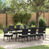 Set da Pranzo per Giardino 9 pcs Nero