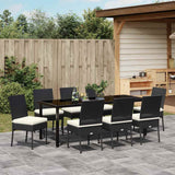Set da Pranzo per Giardino 9 pcs Nero