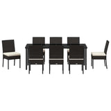 Set da Pranzo per Giardino 9 pcs Nero