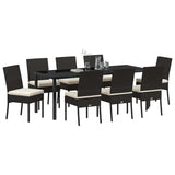 Set da Pranzo per Giardino 9 pcs Nero