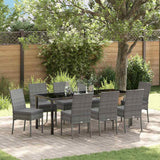 Set da Pranzo per Giardino 9 pcs Grigio
