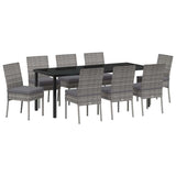 Set da Pranzo per Giardino 9 pcs Grigio