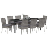 Set da Pranzo per Giardino 9 pcs Grigio