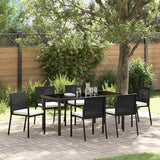 Set da Pranzo per Giardino 7 pcs Nero