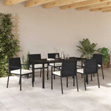 Set da Pranzo per Giardino 7 pcs Nero