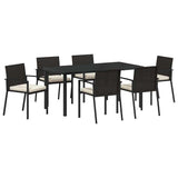 Set da Pranzo per Giardino 7 pcs Nero