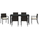 Set da Pranzo per Giardino 7 pcs Nero