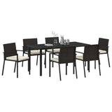 Set da Pranzo per Giardino 7 pcs Nero