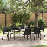 Set da Pranzo per Giardino 7 pcs Nero