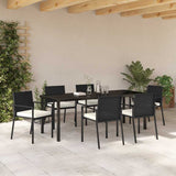 Set da Pranzo per Giardino 7 pcs Nero
