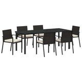 Set da Pranzo per Giardino 7 pcs Nero