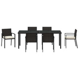 Set da Pranzo per Giardino 7 pcs Nero